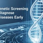Genetic screening lab analyzing DNA sample for rare disease diagnosis