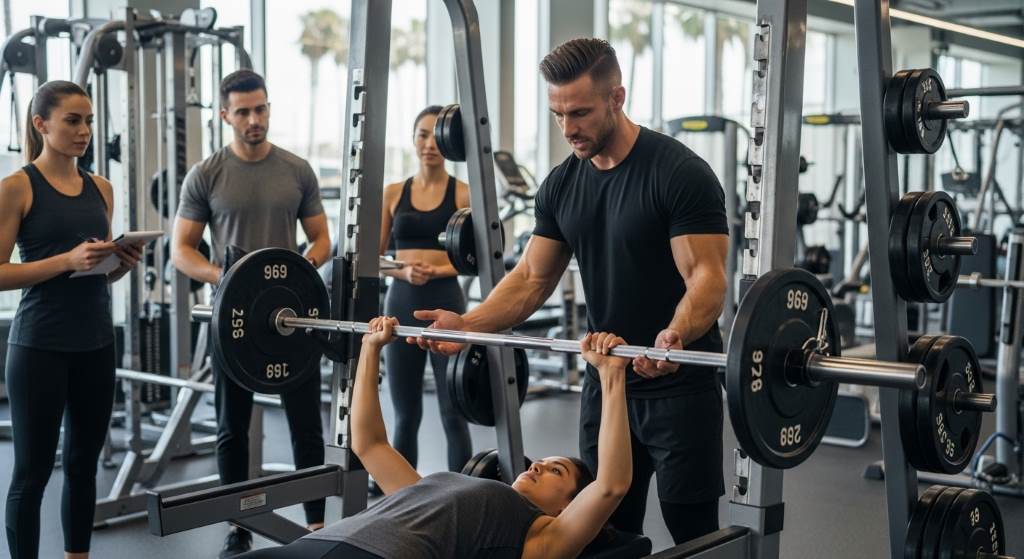 Athlete performing controlled leg press workout with small weight increments