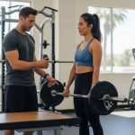 Fitness coach guiding safe weight progression in Los Angeles gym