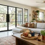 Natural insect repellents like citronella candles used inside a modern Austin home living room