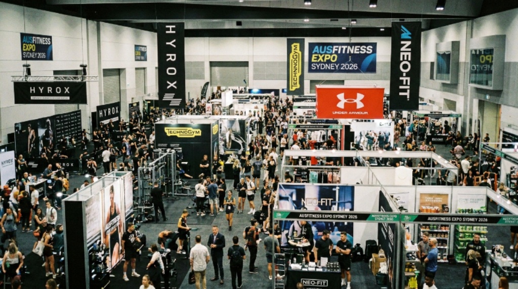 Fitness brands and exhibitors on the floor at AusFitness Expo Sydney 2026