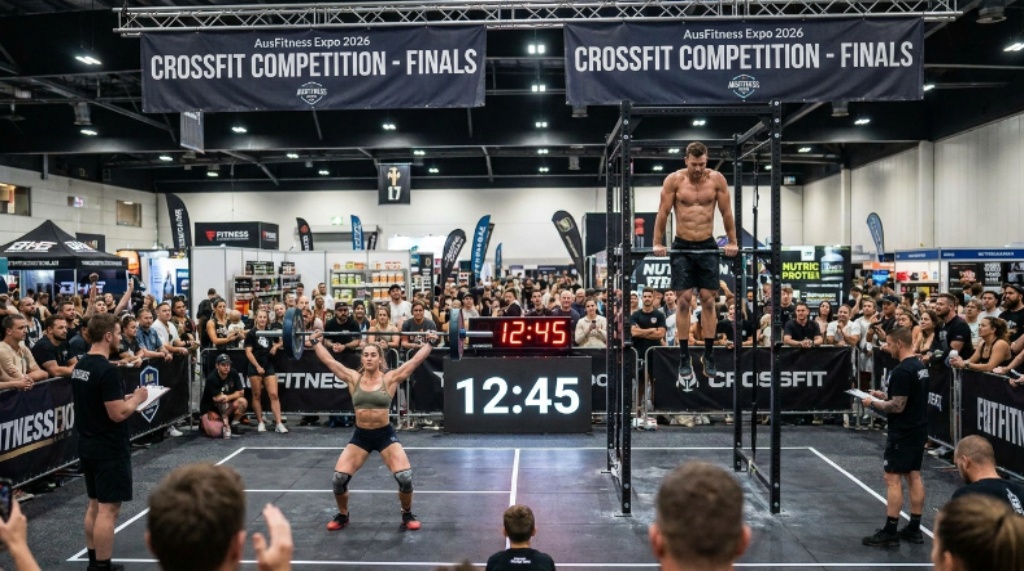 Live crossfit competition athletes performing at AusFitness Expo 2026