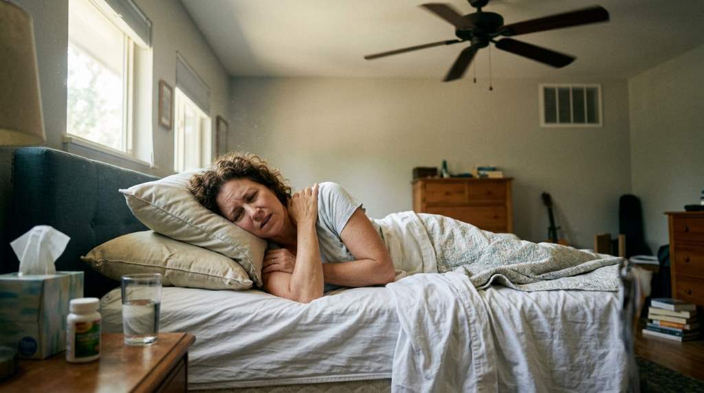 Healthy sleeping posture for reducing neck discomfort